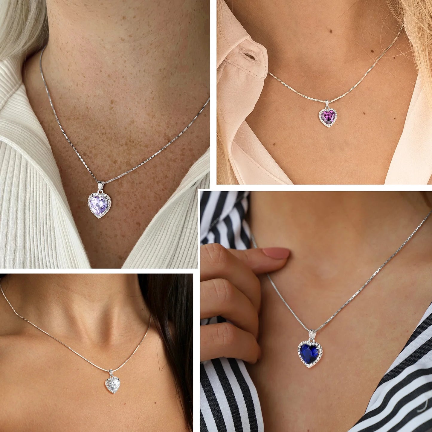 June Birthstone Jewelry Sets Women Alexandrite Heart Jewelry Set Necklace Earrings 925 Sterling Silver Fine Jewelry Girls Birthday Mother'S Day Gifts